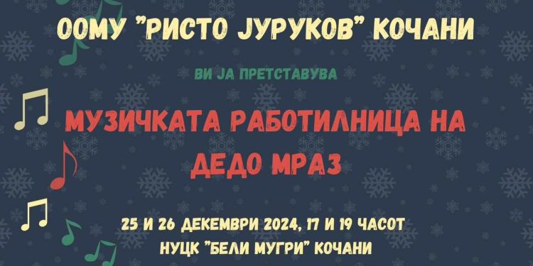 Новогодишниот концерт „Музичката работилница на Дедо Мраз“ ќе се одржи на 25 и 26 декември