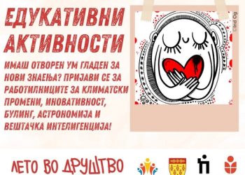 Повик до младите од Кочани да се пријават за спортски, уметнички, психолошки и едукативни активности од програмата „Лето во друштво“